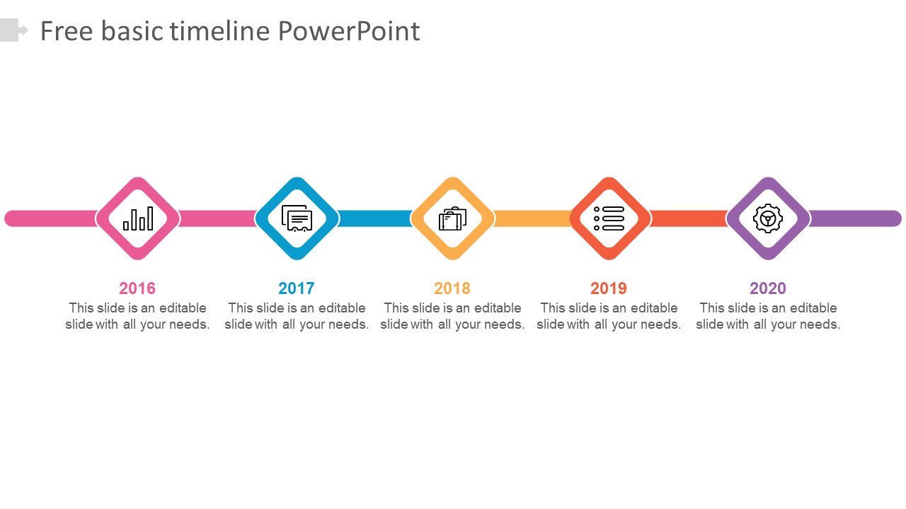 Free basic timeline powerpoint-5-multicolor